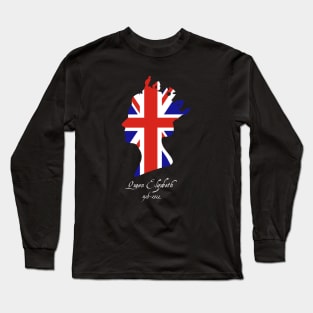 Queen Elizabeth II UK Flag Long Sleeve T-Shirt